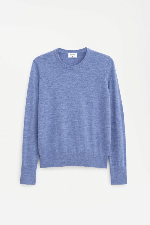 Filippa K Merino R-Neck Sweater Blue Melange