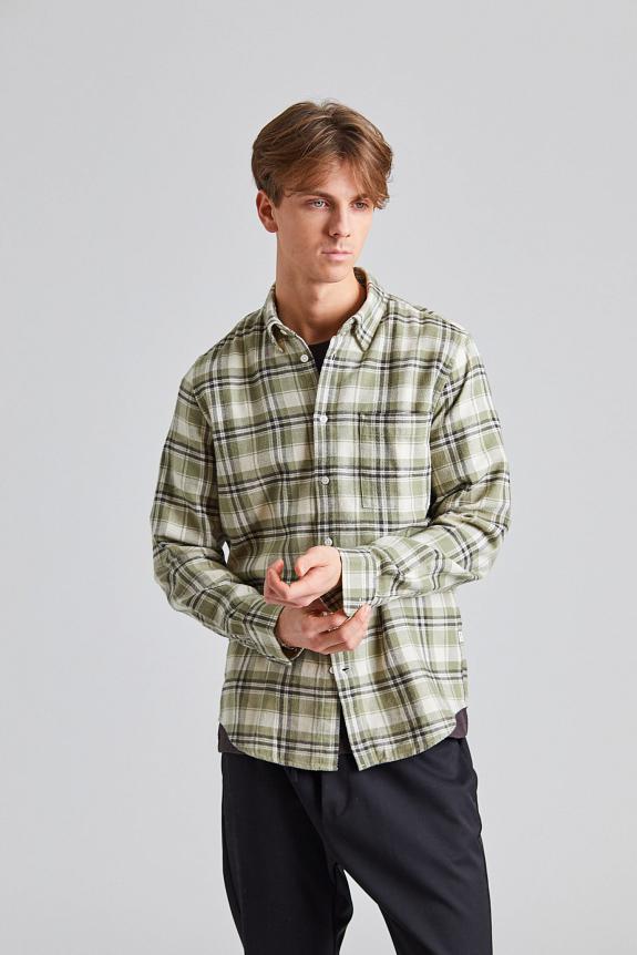 NN07 Arne Shirt Green Check-1