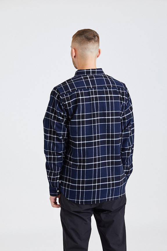 Norse Projects Anton Brushed Flannel Check Dark Navy-1