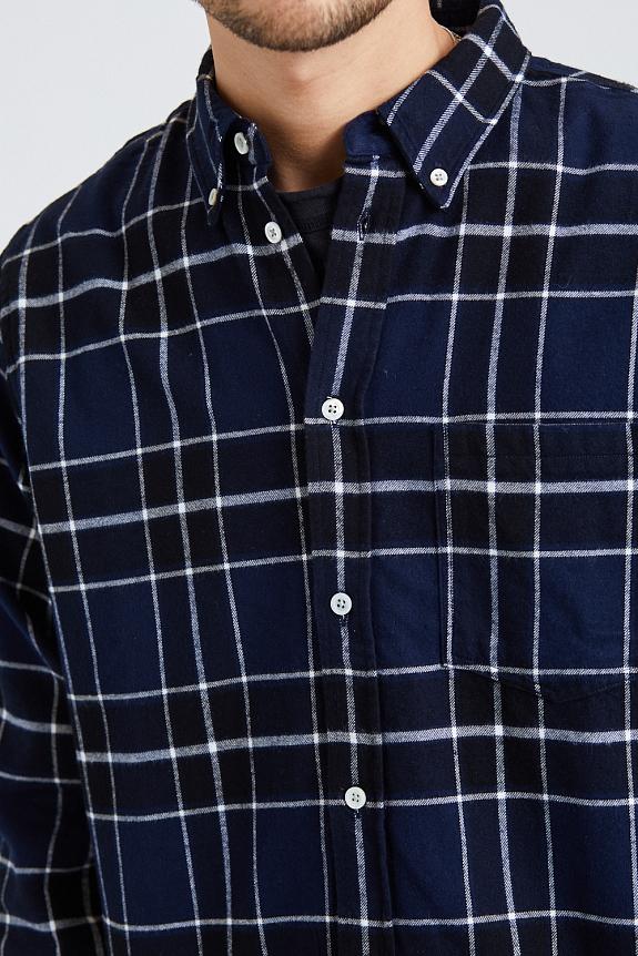 Norse Projects Anton Brushed Flannel Check Dark Navy-3