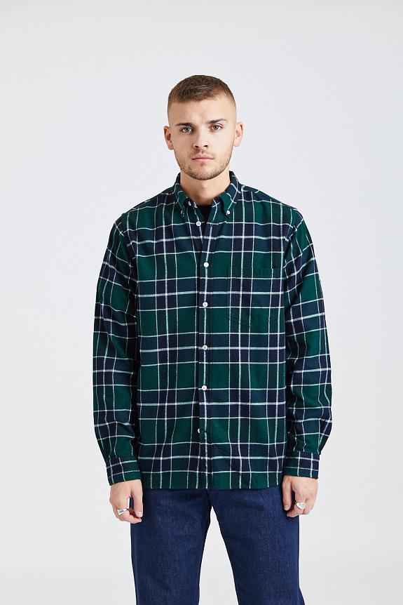 Norse Projects Anton Brushed Flannel Check Varisty Green