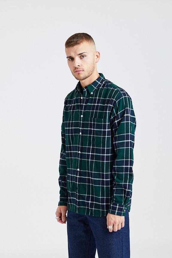 Norse Projects Anton Brushed Flannel Check Varisty Green-2