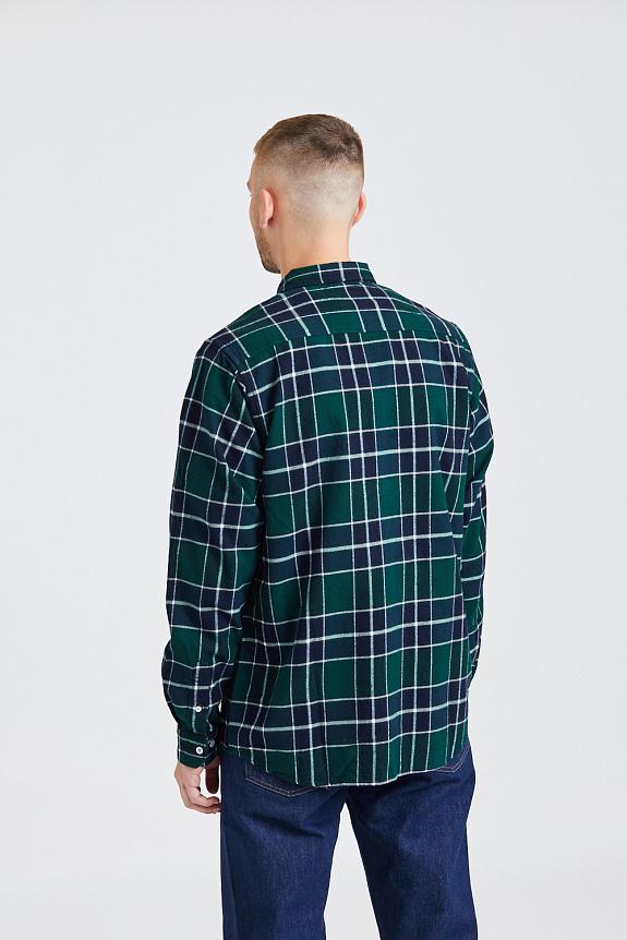 Norse Projects Anton Brushed Flannel Check Varisty Green-1