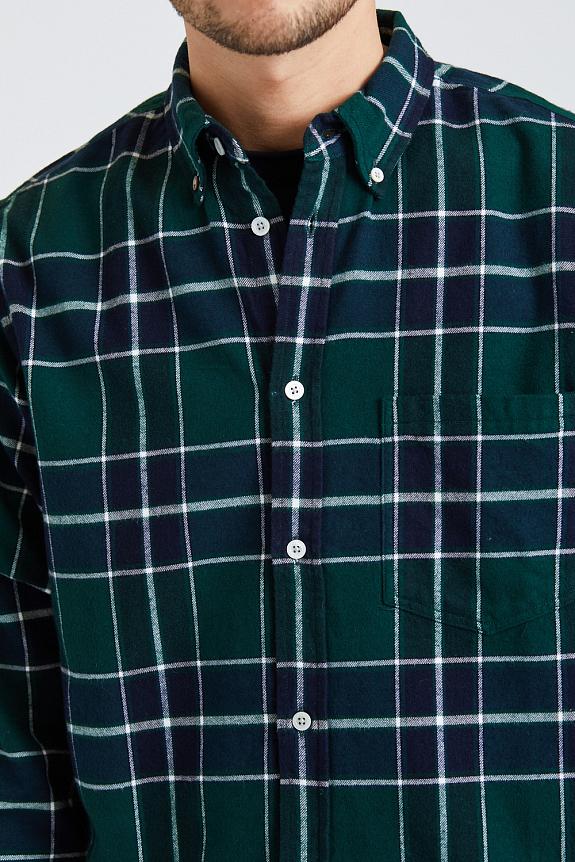 Norse Projects Anton Brushed Flannel Check Varisty Green-3