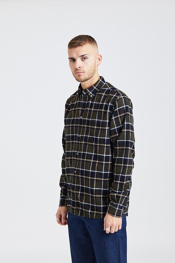 Norse Projects Anton Brushed Flannel Check Beech Green-2