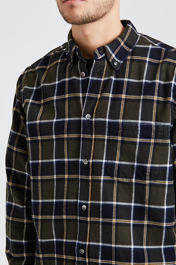Norse Projects Anton Brushed Flannel Check Beech Green-3