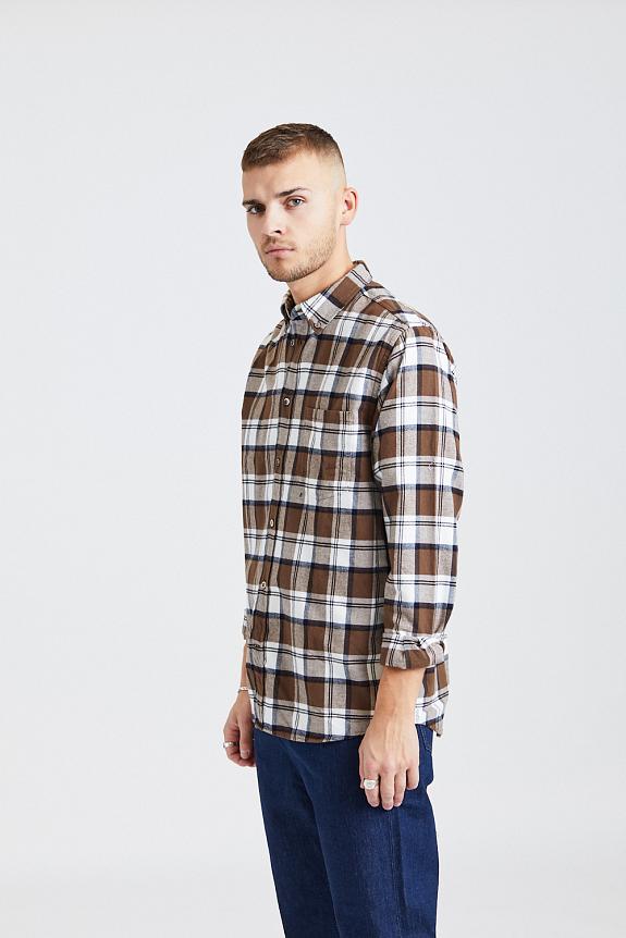 Norse Projects Anton Brushed Flannel Check Taupe-2