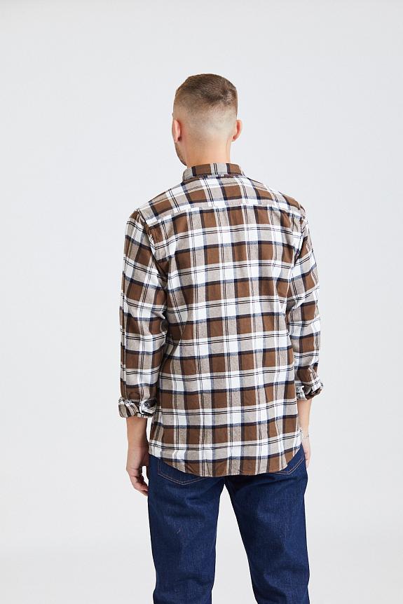 Norse Projects Anton Brushed Flannel Check Taupe-1