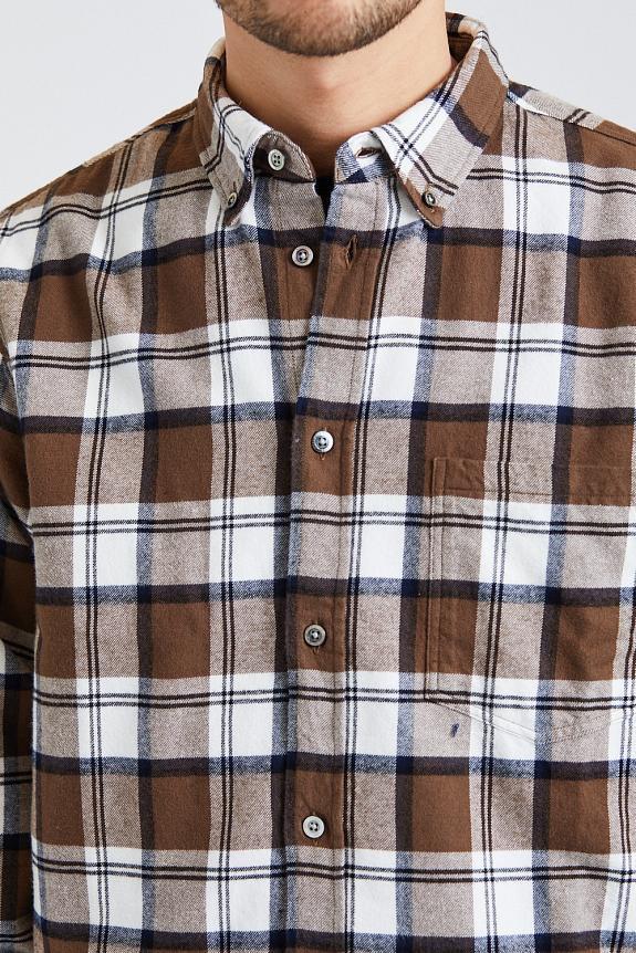 Norse Projects Anton Brushed Flannel Check Taupe-3