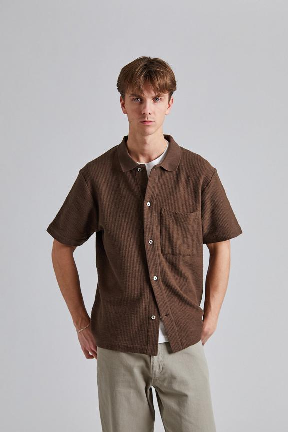 Norse Projects Gustav Crochet Jersey Shirt Chestnut-3