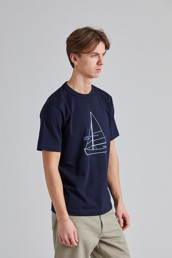 Norse Projects Holger Organic Boat Print T-Shirt Dark Navy-1
