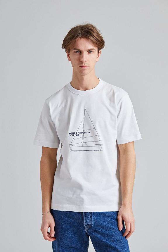Norse Projects Holger Organic Boat Print T-Shirt White