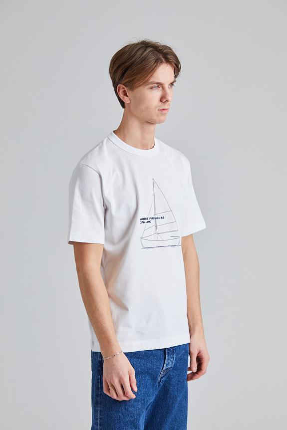 Norse Projects Holger Organic Boat Print T-Shirt White-1