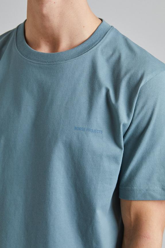 Norse Projects Johannes Organic Norse Logo Print T-Shirt Greyish Blue-3