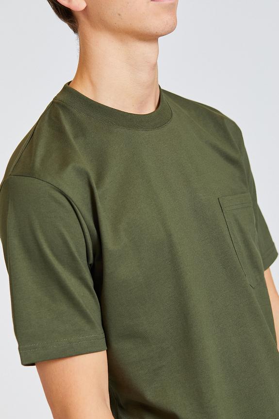 Johannes Organic Pocket T-Shirt Army Green-3