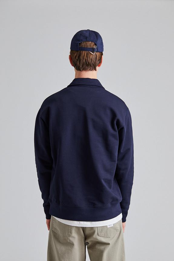 Norse Projects Ketel Relaxed Organic Norse Logo Print Half Zip Dk Navy-2