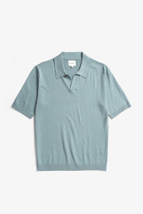 Norse Projects Leif Cotton Linen Polo Greyish Blue-4