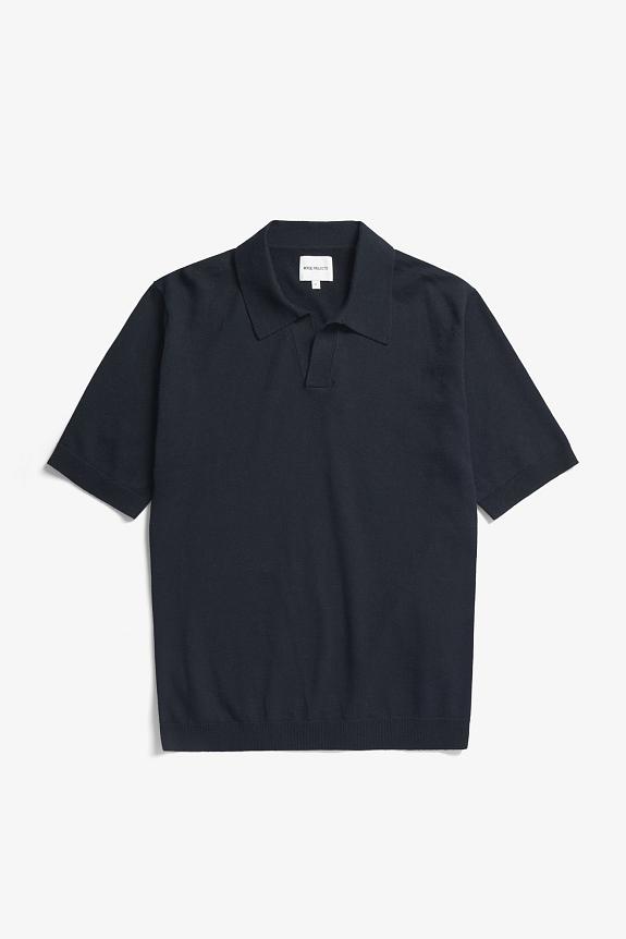 Norse Projects Leif Cotton Linen Polo Dark Navy-5