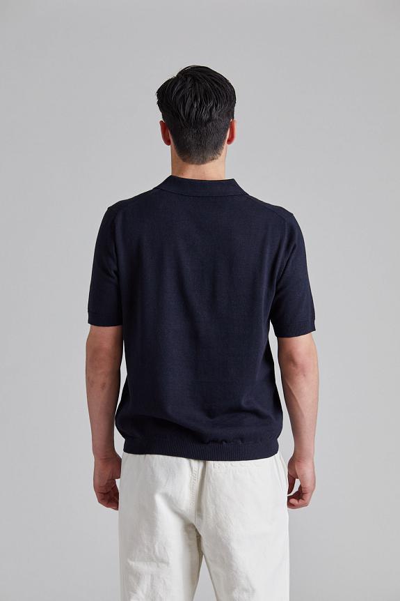 Norse Projects Leif Cotton Linen Polo Dark Navy-3