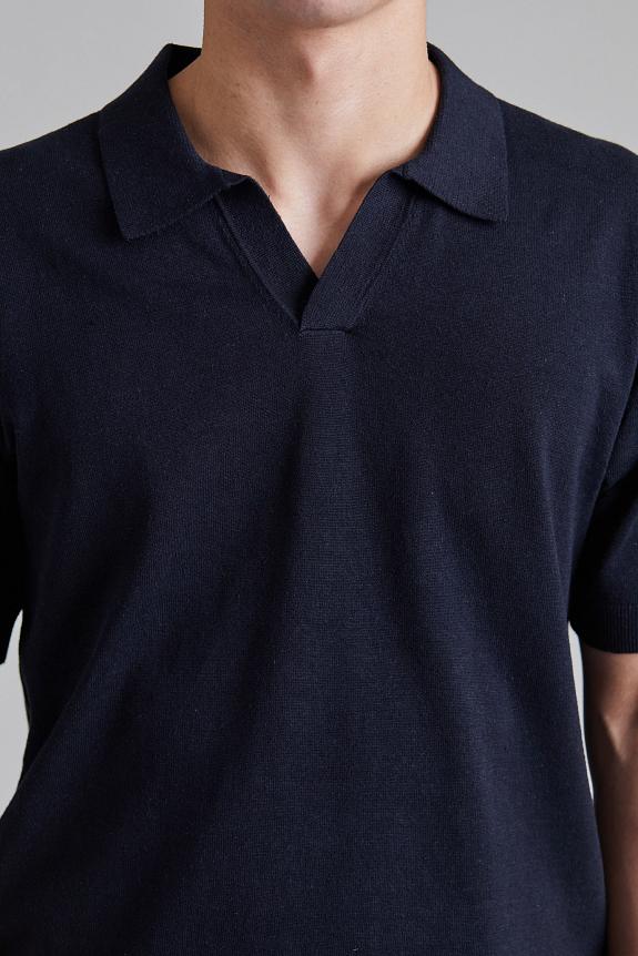 Norse Projects Leif Cotton Linen Polo Dark Navy-4