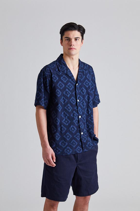 Norse Projects Mads Batik SS Shirt Dk Navy-1