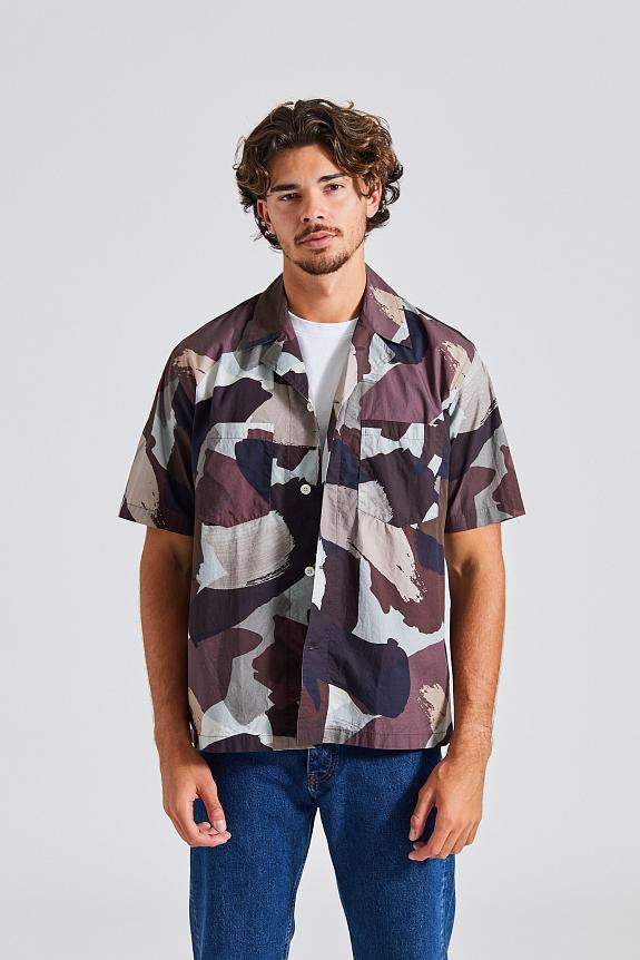 Mads Relaxed Camo Shirt SS Espresso