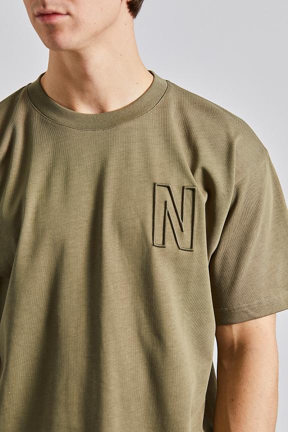 Norse Projects Norse Projects Simon Loose Organic Heavy Jersey N Logo T-Shirt Sediment Green 