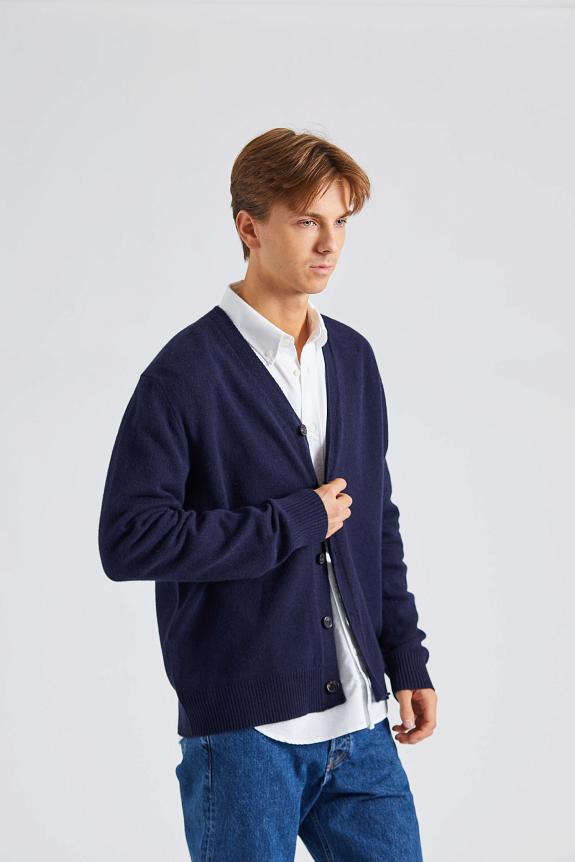Norse Standard Merino Lambswool Cardigan Dark Navy