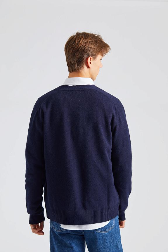 Norse Standard Merino Lambswool Cardigan Dark Navy