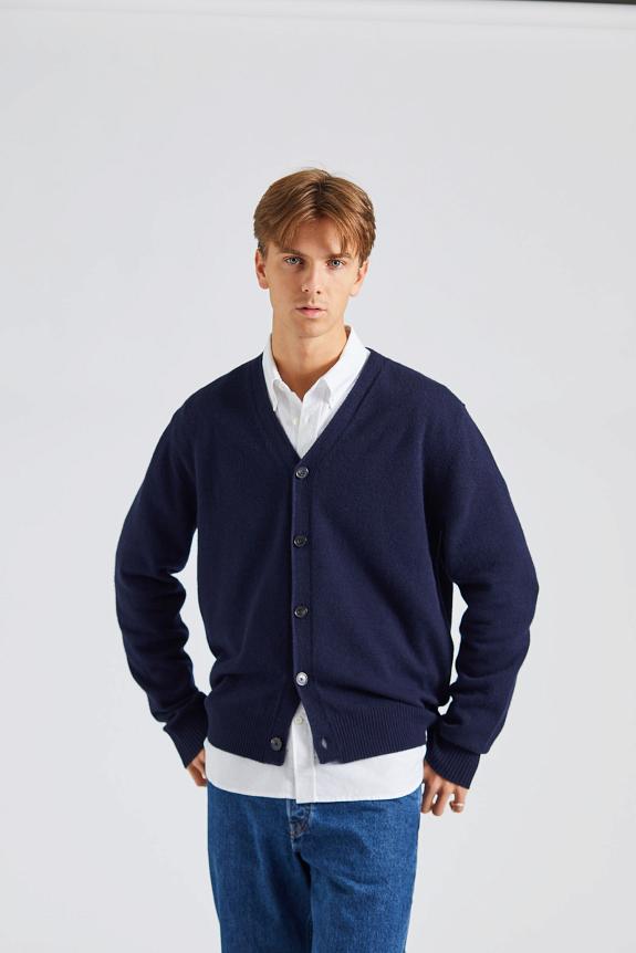 Norse Standard Merino Lambswool Cardigan Dark Navy