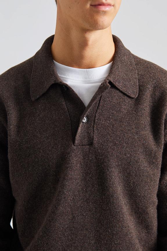 Norse Projects Norse Standard Merino Lambswool Polo Heathland Brown-4