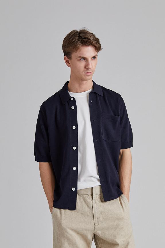 Norse Projects Rollo Cotton Linen SS Shirt Dark Navy