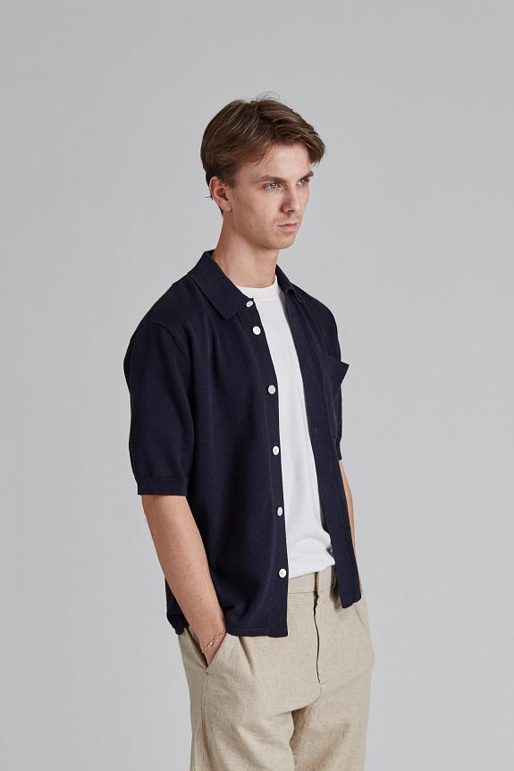 Norse Projects Rollo Cotton Linen SS Shirt Dark Navy-1