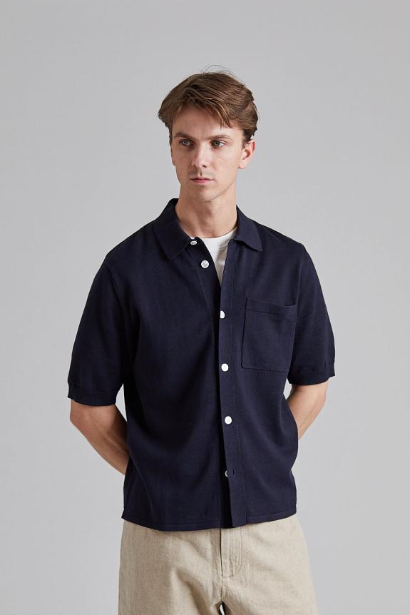 Norse Projects Rollo Cotton Linen SS Shirt Dark Navy-3