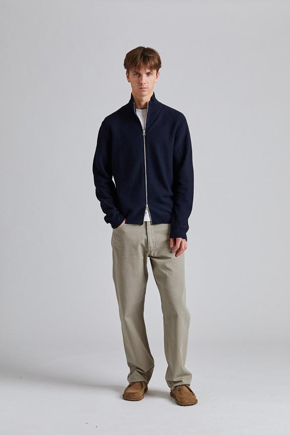 Norse Projects Links Cotton Linen Zip Jacket Navy