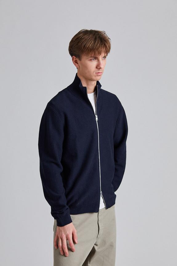 Norse Projects Links Cotton Linen Zip Jacket Navy-1