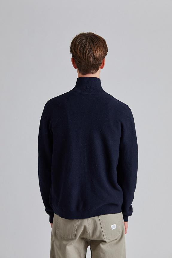 Norse Projects Links Cotton Linen Zip Jacket Navy-2