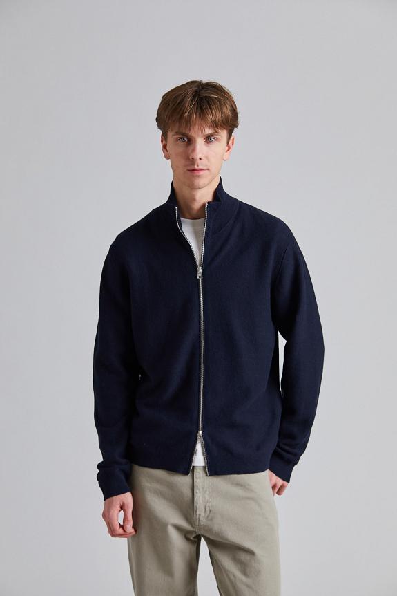 Norse Projects Links Cotton Linen Zip Jacket Navy-3