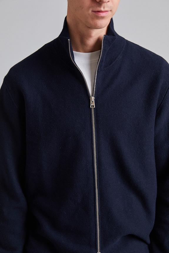 Norse Projects Links Cotton Linen Zip Jacket Navy-4