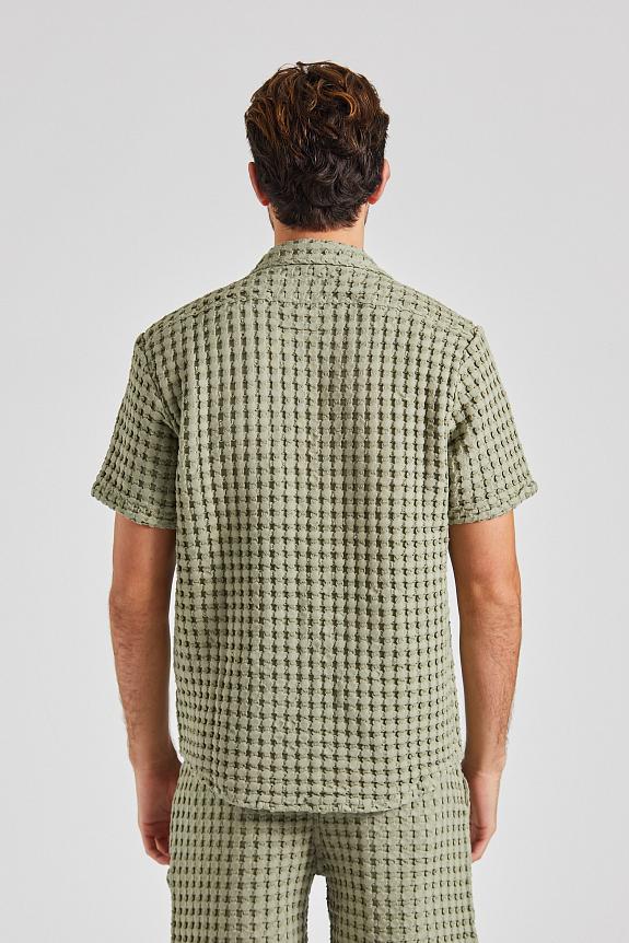 OAS Dusty Green Cuba Waffle Shirt-1