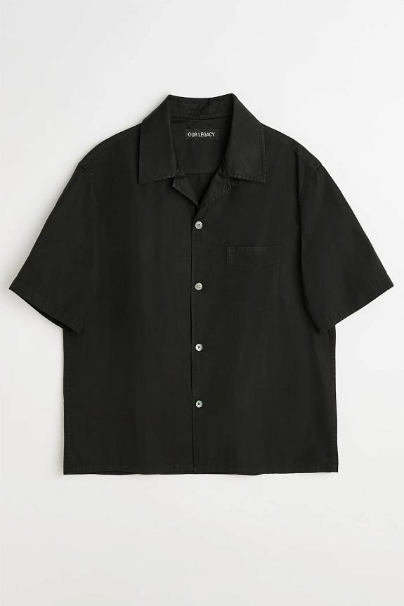 OUR LEGACY Heusen Shirt Shortsleeve Black All Day Poplin-4