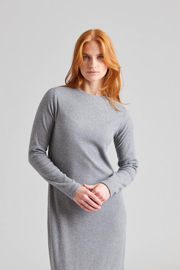 Once Untold Daniela Rib Dress Dark Grey Melange-1