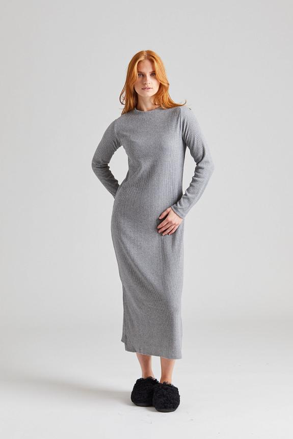 Once Untold Daniela Rib Dress Dark Grey Melange