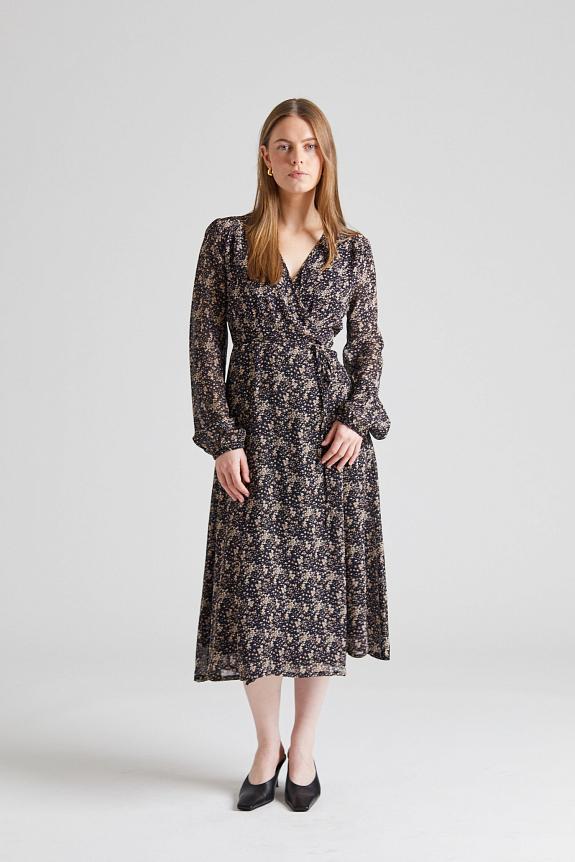 Once Untold Estelle Wrap Dress Brown Wild Flower 