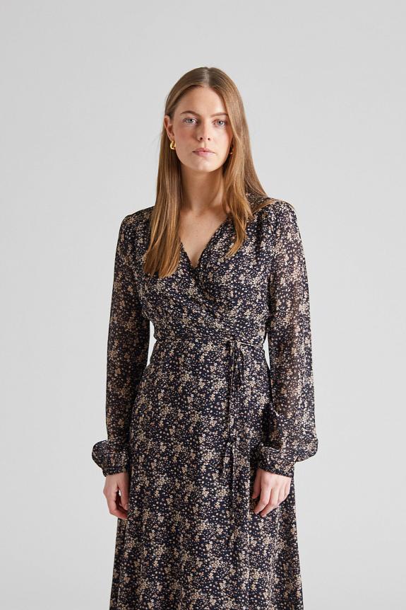 Once Untold Estelle Wrap Dress Brown Wild Flower 