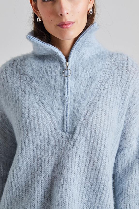 Once Untold Florie Brushed Zip Knit Sky Blue 