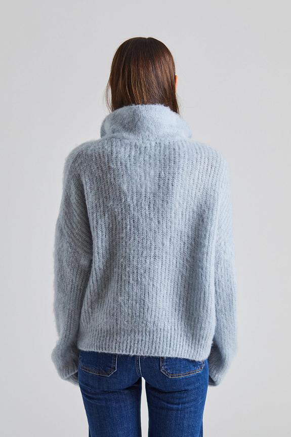 Once Untold Florie Brushed Zip Knit Sky Blue 