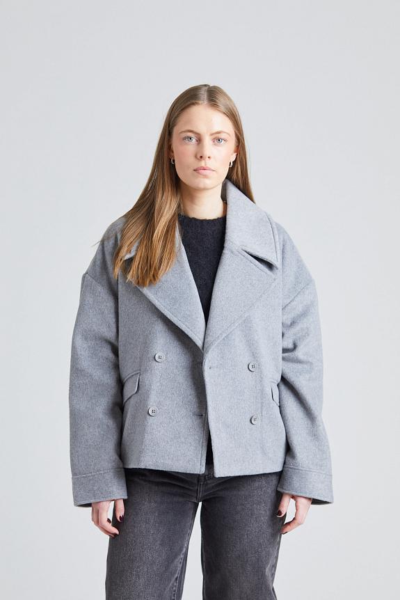 Once Untold Iris Short Coat Light Grey Melange-3