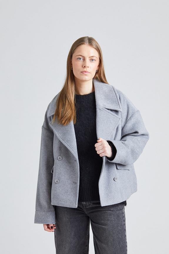 Once Untold Iris Short Coat Light Grey Melange