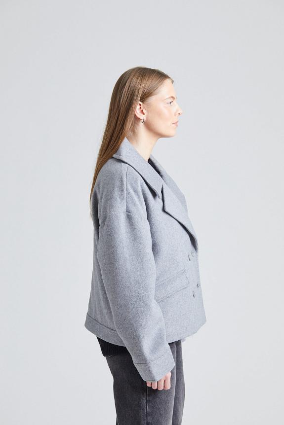 Once Untold Iris Short Coat Light Grey Melange-6